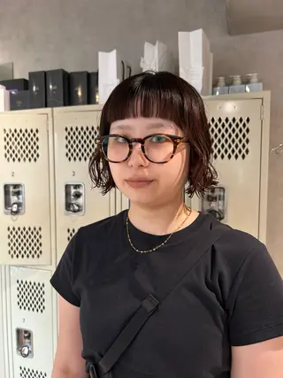 ショート パーマ ayano🍒パーマ 暖色カラーのヘアスタイル