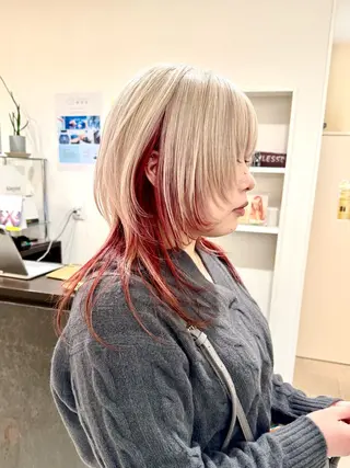 セミロング カラー ハイトーン/レイヤー /ウルフ⭐️永田⭐️のヘアスタイル