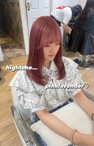 セミロング カラー ヘアアレンジ ハイトーンピンク🍑 ブリーチ🍑RINAのヘアスタイル