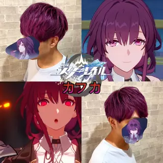 カラー メンズ 推しカラー💫 ブリーチ💫若菜覚のヘアスタイル