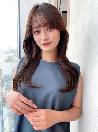 セミロング カラー 顔周り/くびれヘア 韓国ヘア💕風間るなのヘアスタイル