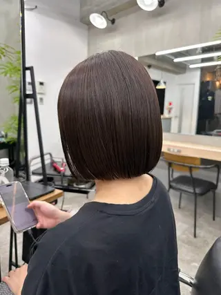 ショート 切りっぱなしボブ/ 小顔ボブNANAのヘアスタイル