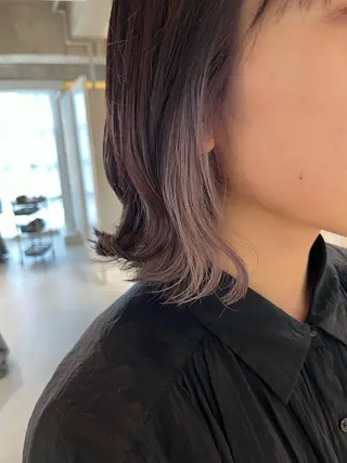 ミディアム カラー 艶髪ブリーチ/レイヤ ー/竹本幸希のヘアスタイル