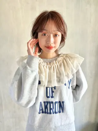 ミディアム カラー メンズパーマ/ ハイトーン/古川晴輝のヘアスタイル