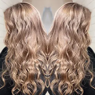 セミロング カラー ヘアアレンジ 髪質改善×ハイトーン 中田啄也のヘアスタイル