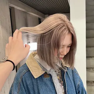 ショート カラー ムラ修正💎 艶髪ハイトーン💎のヘアスタイル