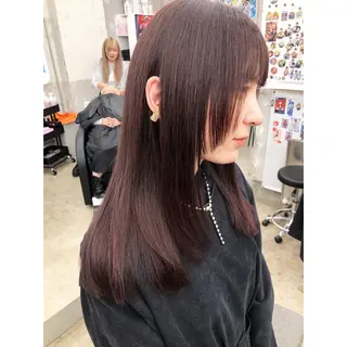 セミロング カラー 推しカラー✨ オタク美容師ユウカのヘアスタイル