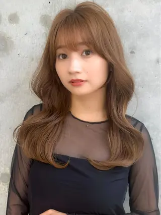 セミロング カラー 新宿/韓国風レイヤー 髪質改善/渋谷直樹のヘアスタイル