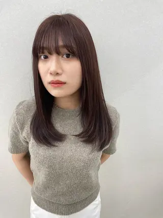セミロング カラー 透明感カラー 🩰あさのヘアスタイル