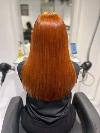 ロング カラー ワンカラーでできる 暖色カラーゆいりのヘアスタイル
