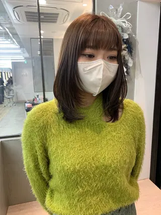 ミディアム 縮毛矯正/韓国ヘア /ブリーチ/柴山のヘアスタイル