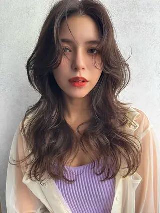 セミロング カラー 韓国ヘア×髪質改善 縮毛矯正のヘアスタイル