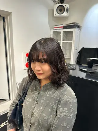 ミディアム カラー パーマ 🎀ツヤ髪韓国網紅 ヘアミカ🎀のヘアスタイル