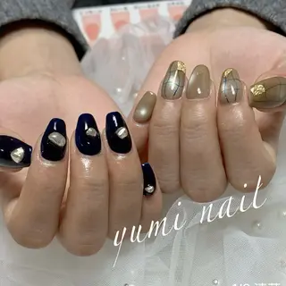 ネイル Shineジェル& チップ長さだしのネイルデザイン