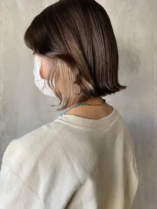 ショート カラー ヘアアレンジ 切りっぱなしボブ/ デザインカラー店長のヘアスタイル