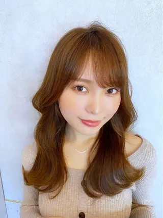 セミロング カラー 新宿/韓国風レイヤー 髪質改善/渋谷直樹のヘアスタイル