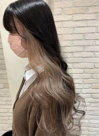 ロング カラー ミユ🎀ヘアメ 🎨デザインカラーのヘアスタイル