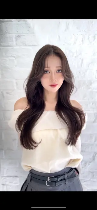 ロング カラー 韓国ヘア♡ 顔まわりカットayaのヘアスタイル
