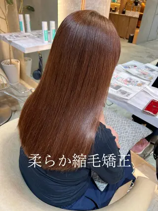 ミディアム カラー ボブ/巻ける縮毛矯正 /韓国レイヤーはなのヘアスタイル