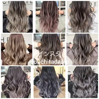 カラー ロング cherie所属・バレイヤージュ/ ハイライト/大内格のヘアスタイル