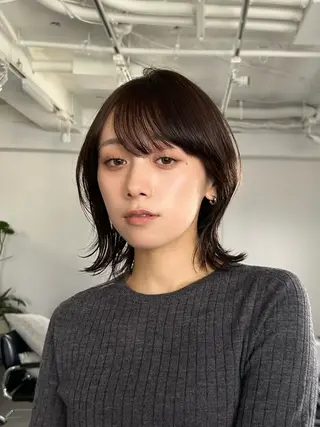 ミディアム カラー 結べるくびれボブ/透 明感カラーtaigaのヘアスタイル