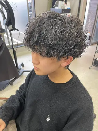 ミディアム パーマ メンズ メンズパーマ/波巻き パーマ/シャドウのヘアスタイル