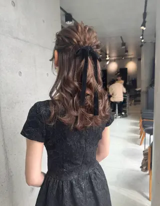 セミロング カラー パーマ ヘアアレンジ 透明感/オリーブ/ グレージュ/YUKAのヘアスタイル