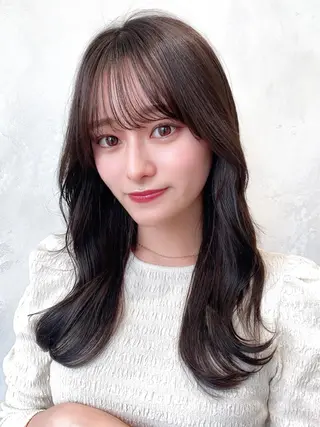 セミロング カラー 顔周り/くびれヘア 韓国ヘア💕風間るなのヘアスタイル