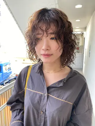 ミディアム パーマ パーマ、髪質改善 菊地美月のヘアスタイル