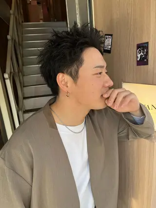 ショート カラー パーマ メンズ メンズ特化 店長 松元のヘアスタイル