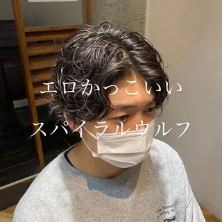 ミディアム パーマ メンズ 美髪改善・ブリーチ tadasuke⭐️のヘアスタイル