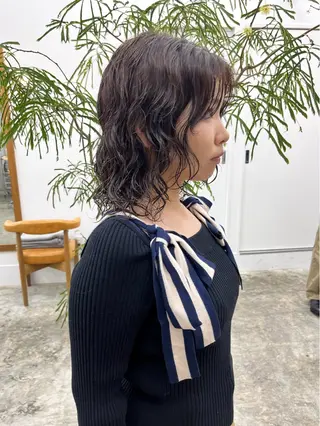 ミディアム パーマ こっくりカラー/艶髪 /amy.山口瑞稀のヘアスタイル