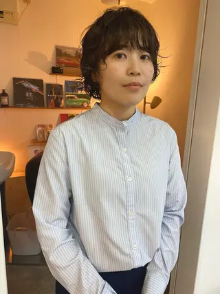 ショート パーマ 森貴裕/ベージュ/ パーマ/オリーブのヘアスタイル