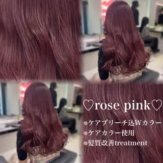 ロング カラー 💗愛され暖色💗 ピンク/レッド💗のヘアスタイル