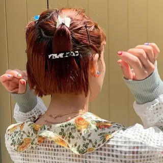 ショート カラー ヘアアレンジ ❣️星野のあ❣️ 優しいダブルブリーチのヘアスタイル