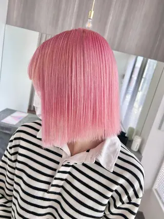 ミディアム ブリーチ毛に縮毛矯正 ✨カラー✨山田 正幸のヘアスタイル