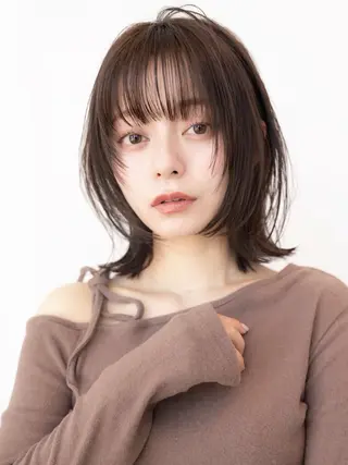 ミディアム カラー 渋谷/レイヤーボブ・ 韓国ボブ特化/楓のヘアスタイル