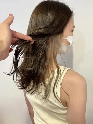 ロング カラー ヘアアレンジ 切りっぱなしボブ/ デザインカラー店長のヘアスタイル