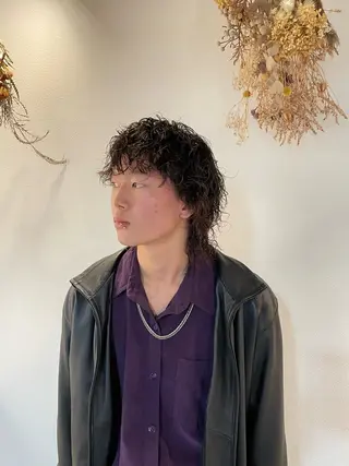 ミディアム パーマ メンズ 荒牧 絵美のヘアスタイル