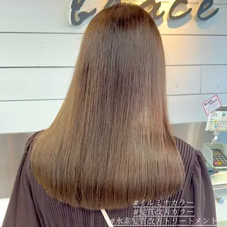 セミロング カラー ヘアアレンジ インナー×縮毛矯正 ピンクカラー澤井里菜のヘアスタイル