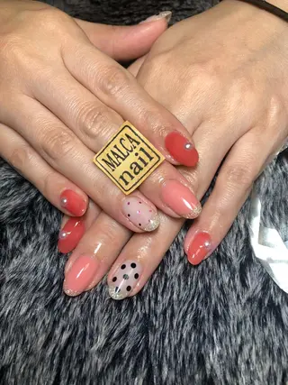 ミディアム カラー パーマ ヘアアレンジ キッズ ネイル マツエク・マツパ MALCAnail(マルカネイル)所属・荒木 莉奈のネイルデザイン