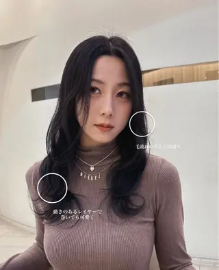 ロング 透け感カラー 顔周り/neneのヘアスタイル