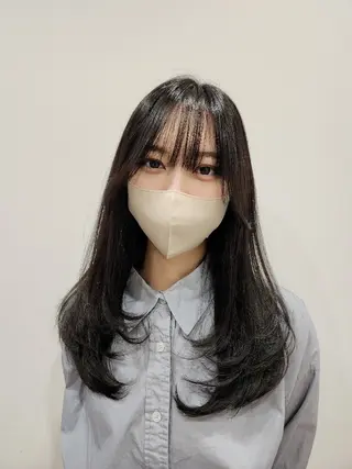セミロング カラー Nanako。/韓国 ヘア/顔周りカットのヘアスタイル