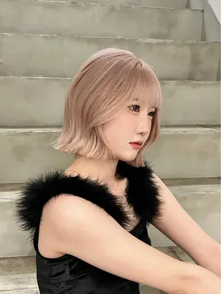 ショート カラー ムラ修正💎 艶髪ハイトーン💎のヘアスタイル