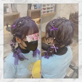 セミロング ヘアアレンジ ヘアセット/着付け 𓇼 松本 夏美𓇼のヘアスタイル