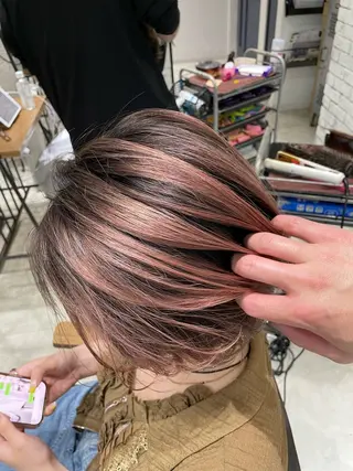 ショート カラー ヘアアレンジ バレイヤージュ🌱 渡邉悟🌱のヘアスタイル