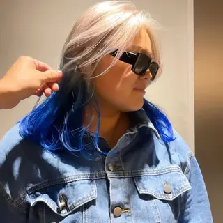 セミロング カラー 花香竜太/エクステ /ハイトーンカラーのヘアスタイル