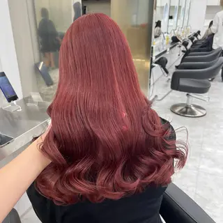 ロング カラー ヘアアレンジ 中韓🇰🇷暖色/ ワインレッド/らいるのヘアスタイル