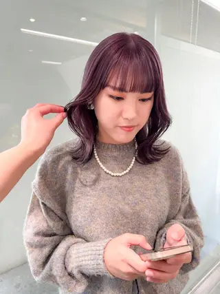 ミディアム カラー パーマ ヘアアレンジ 💖美髪改善💖 辻未侑のヘアスタイル