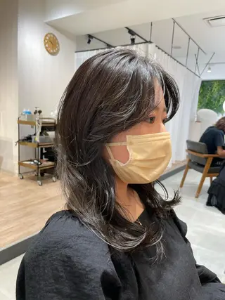 セミロング カラー レイヤー/韓国ヘア /顔周り/大久保貴之のヘアスタイル